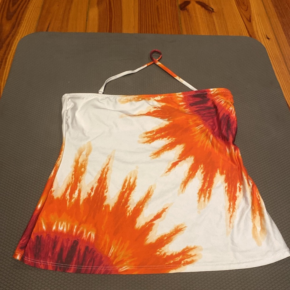 Trina Turk Orange & White Tie-Dye Tankini Set - Picture 3 of 10
